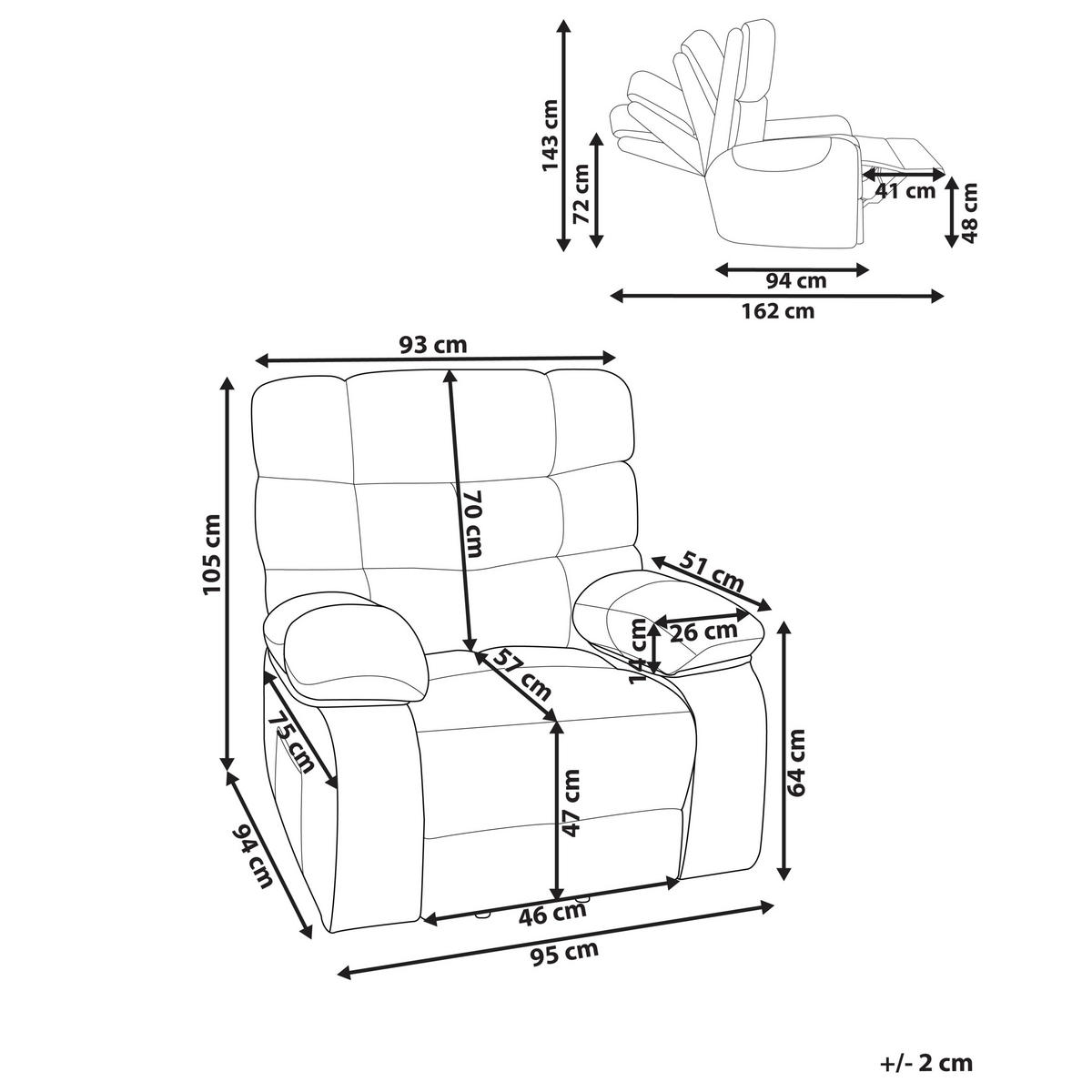 ELEKTRISCHER-FERNSEHSESSEL mit Fußstütze Stoff Beige Ares - Beige, Textil (95/105/94cm) - Beliani