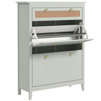 SCHUHSCHRANK mit 2 Klappen Schuhkipper mit Schublade für 12 Paar Schuhe Grün - Grün, Holzwerkstoff (30/120/88cm) - HOMCOM