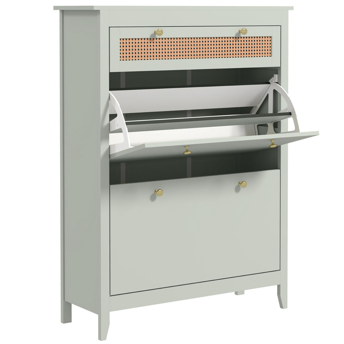 SCHUHSCHRANK mit 2 Klappen Schuhkipper mit Schublade für 12 Paar Schuhe Grün - Grün, Holzwerkstoff (30/120/88cm) - HOMCOM