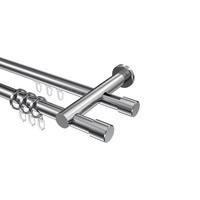 RUNDROHR-INNENLAUF-GARDINENSTANGEN-SET Platon Santo 520 cm (geteilt in 4 x 130 cm), 2-läufig, 20 mm Ø Chrom - Chromfarben, Metall (520cm) - INTERDECO