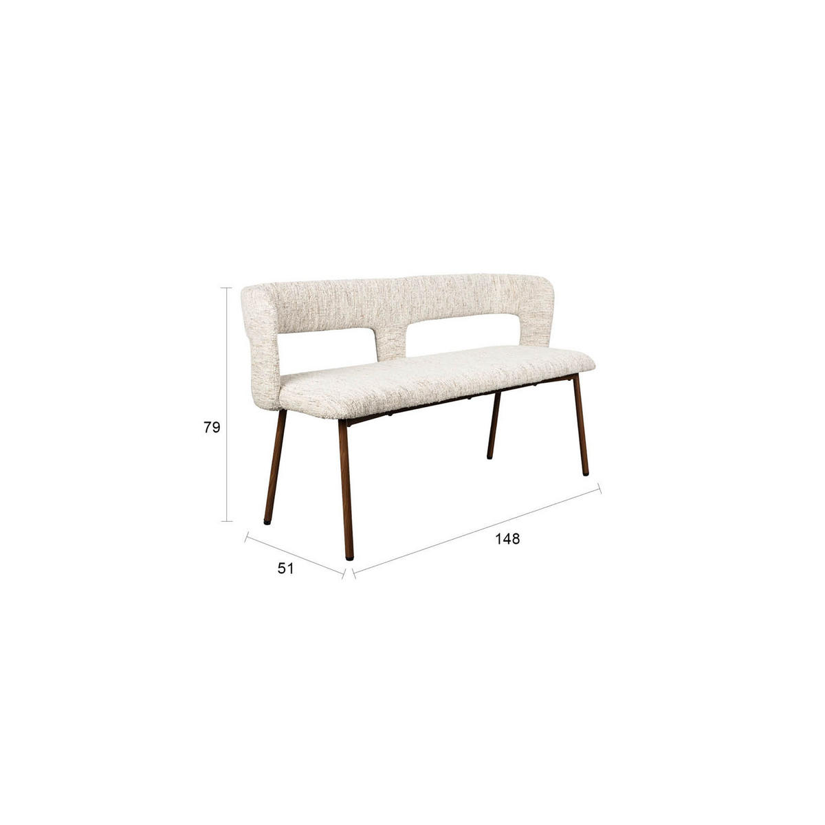 ESSZIMMERBANK Chelsea Beige - Beige, Kunststoff (148/79/51cm) - Housecraft Living