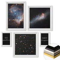 WANDBILDER 5er-Set - 50x50 cm & 20x30 cm & 40x60 cm Weißer Rahmen - Motivationsslogans Sterne Weltraum - Weiß, Kunststoff (40/60cm) - ArtPrintCave