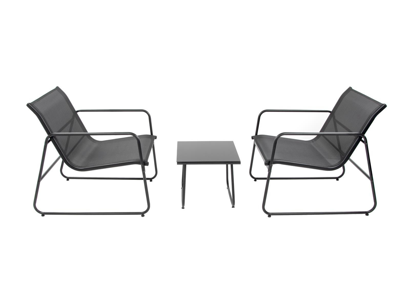 BALKON-SET Mali Schwarz Stahl für 2 Personen - Schwarz, Kunststoff - Green Spirit