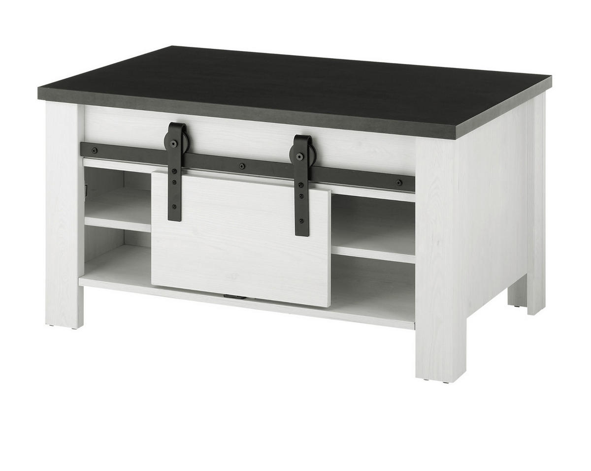 COUCHTISCH weiß Pinie, anthrazit, Landhaus, Beistelltisch 93 x 60 cm - Anthrazit/Weiß, Holzwerkstoff/Metall (93/60/51cm) - Furn.Design