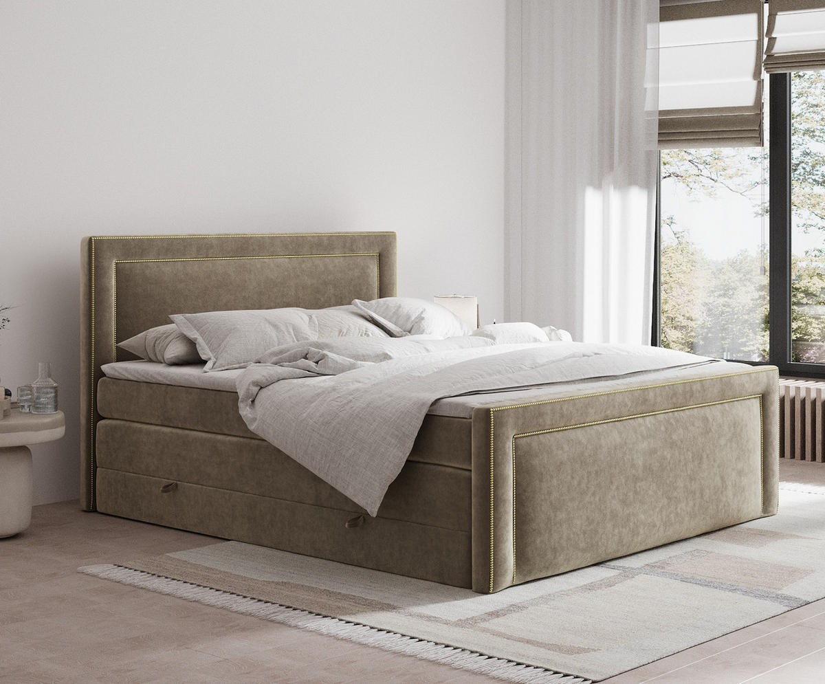 BOXSPRINGBETT Luxora Braun 140/200 cm - Schwarz/Braun, Holz/Holzwerkstoff (140/200cm) - Maison de Reve