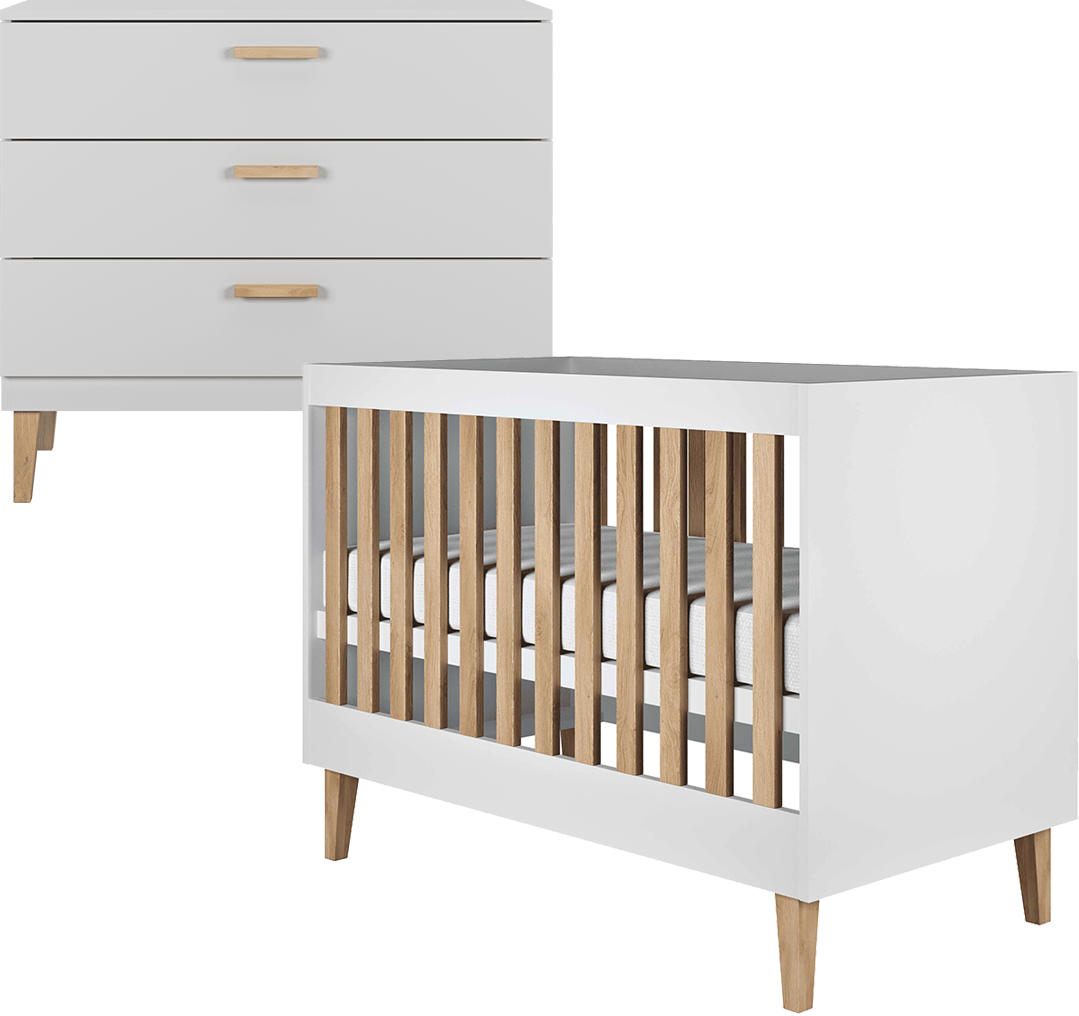 SOBA ZA BEBE 2-dijelniKubi Bijeli - bijela, drvni materijal (66/90/124cm) - Petits-meubles