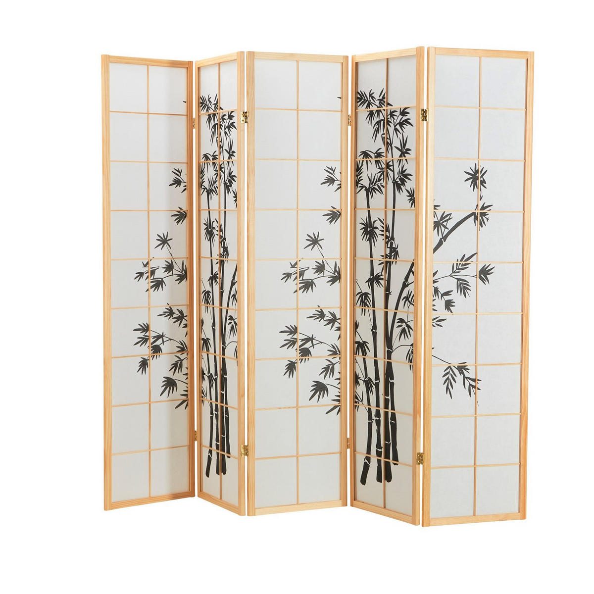 PARAVENT 5-tlg. 220/179 cm Braun Bambusmuster - Braun, Holz (220/179/2cm) - Homestyle4u