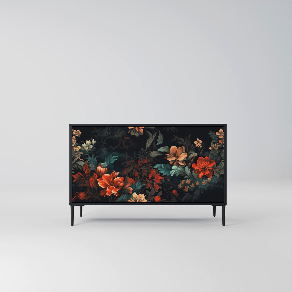 SIDEBOARD IMAGINARY BLOSSOM, Eicheneffekt, 111x42x77,5 cm, 2 Türen - Eichefarben/Buchefarben, Holzwerkstoff/Buchenholz (111/77.5/42cm) - SpaceRebels
