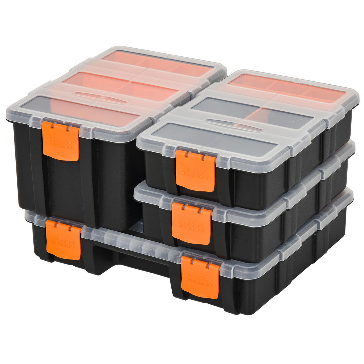 MULTIFUNKTIONALES Werkzeugbox, 4PCS Werkzeugaufbewahrung Box, Kunststoff, Orange+Schwarz - Multicolor, Kunststoff (22.5/5.5/28.7cm) - DURHAND