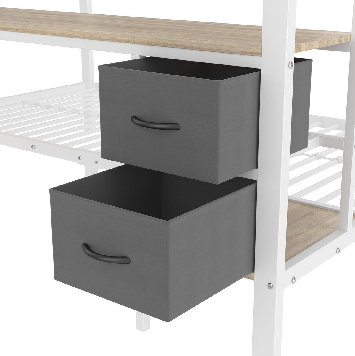 HOCHBETT 140/200 cm Weiß aus Metall und MDF mit Schreibtisch - Weiß, Metall (140/200cm) - OKMYHOME