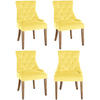 WOHNZIMMERSTUHL 4er Set Samt gelb - Gelb/Naturfarben, Holz/Textil (55/92/58cm) - CLP