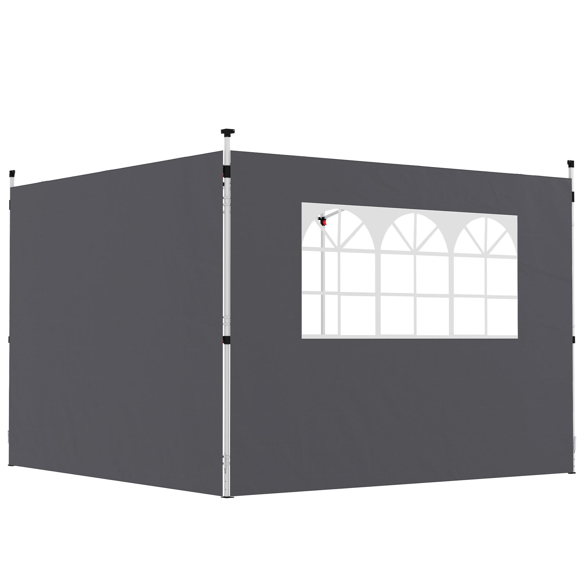 PAVILLON-SEITENWAND, Oxford-Stoff dunkelgrau mit Fenstern - Grau, Textil (10/30/20cm) - Vallsero
