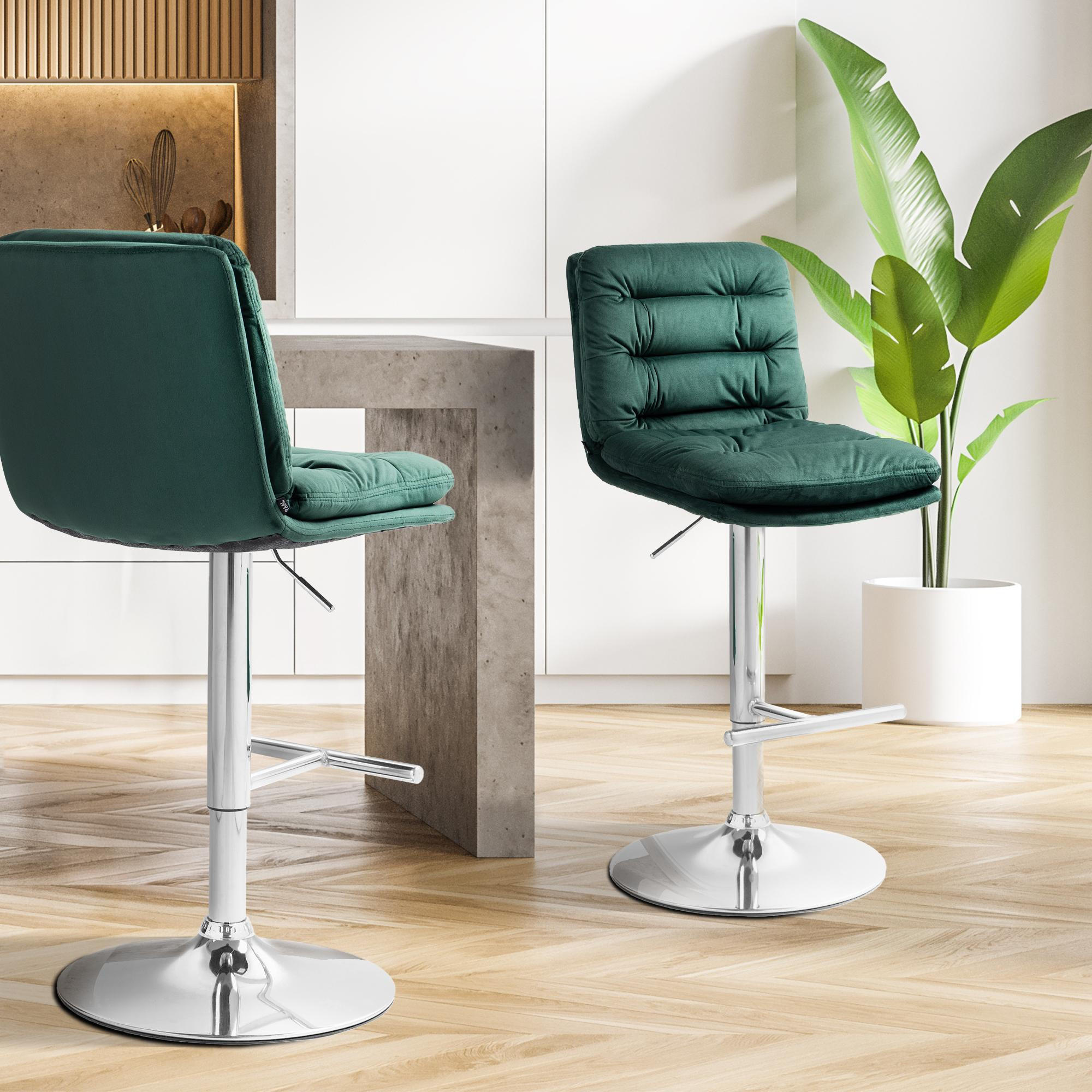 BARHOCKER Samt grün - Chromfarben/Grün, Textil/Metall (42/94/56cm) - CLP