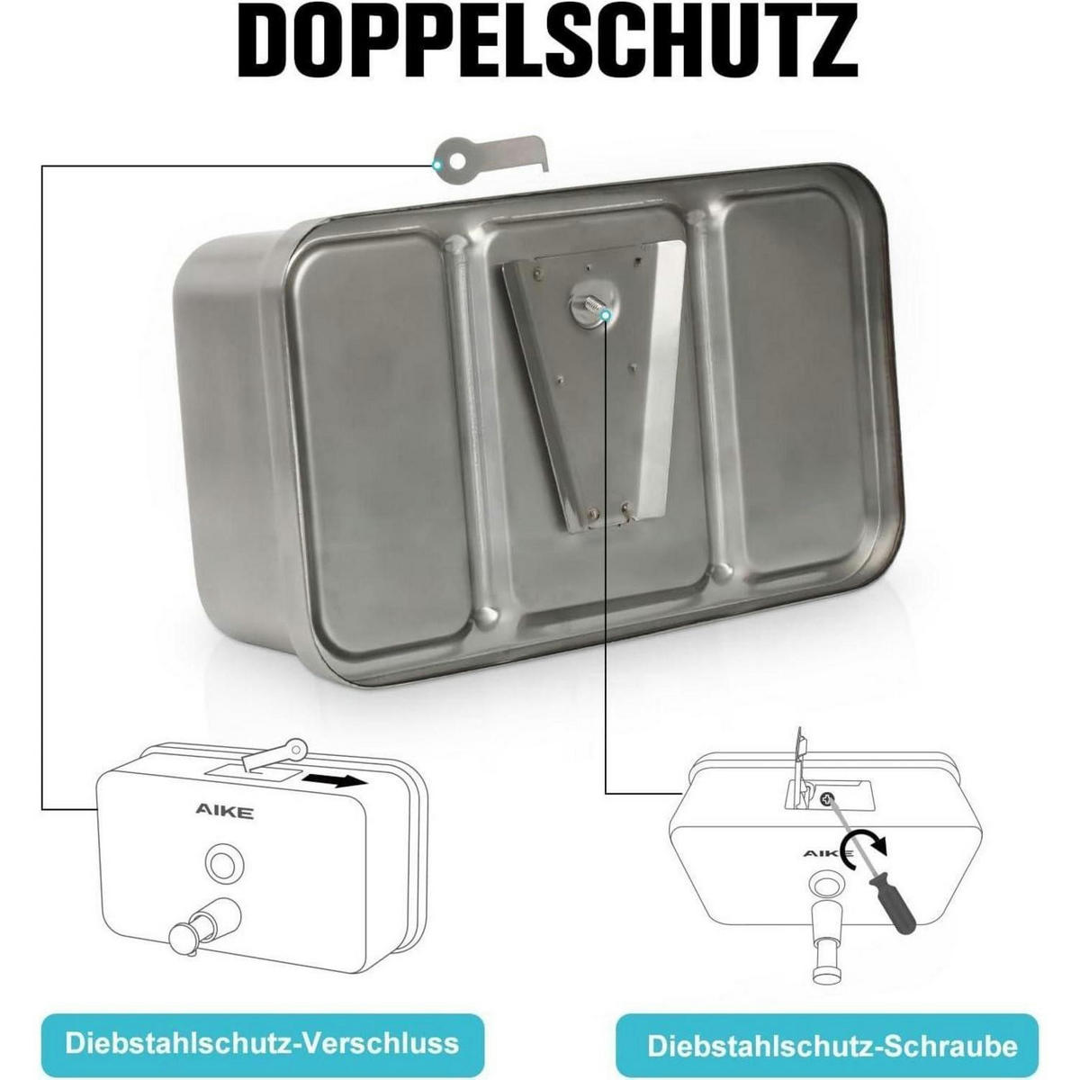 SEIFENSPENDER Edelstahl gebürstet 1100 ml - Silberfarben, Metall (7.2/12.2/20.2cm)