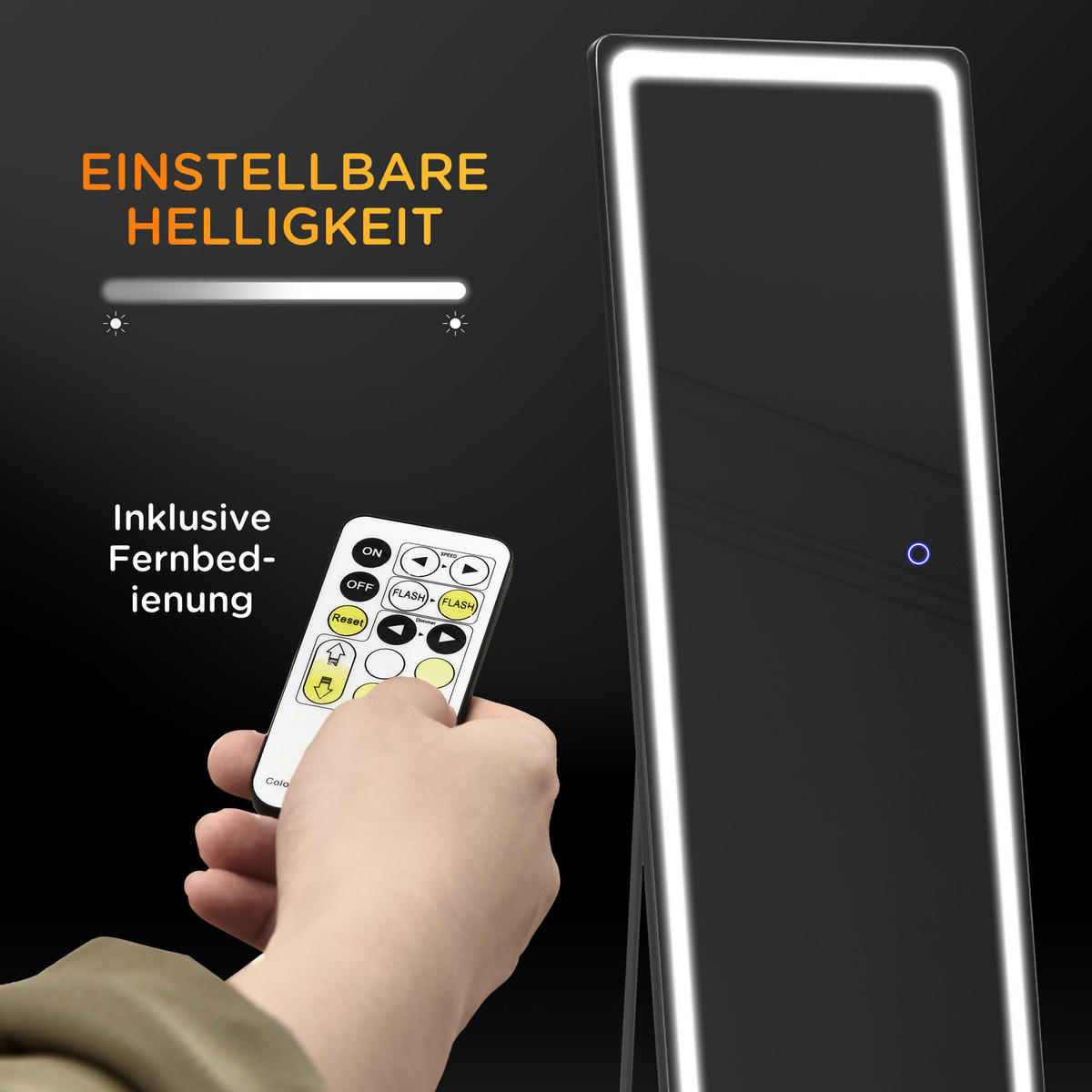 2 in 1 Standspiegel, Ganzkörperspiegel mit LED-Beleuchtung, Ankleidespiegel - Silberfarben, Glas (37/157.5/40cm) - HOMCOM