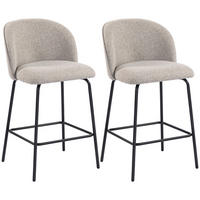 BARHOCKER 2er Set Polyester Stahl Hellgrau - Hellgrau/Schwarz, Textil/Metall (50/93/55cm) - HOMCOM