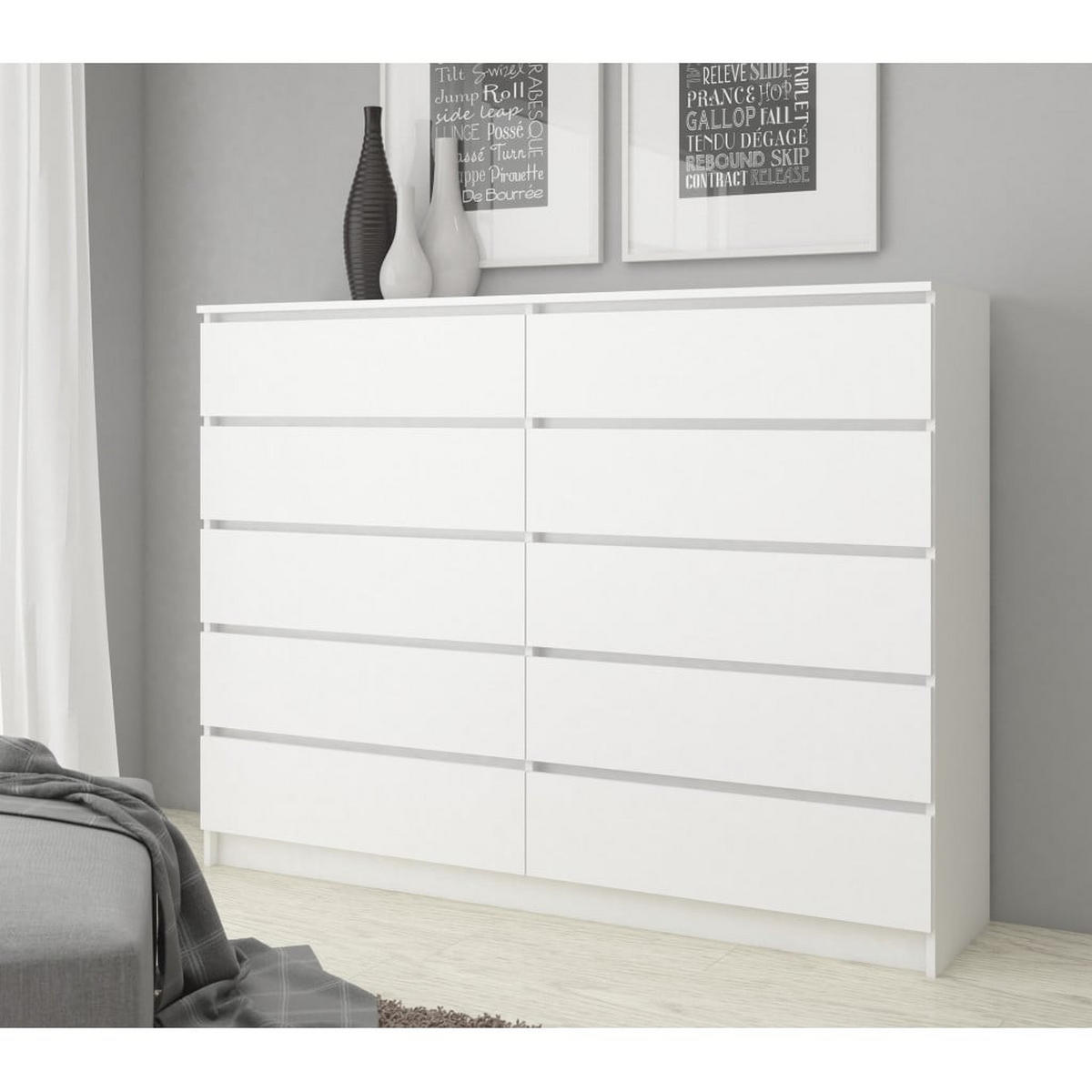KOMODA Biela 121/160/40 - biela, kompozitné drevo (160/121/40cm) - RAUMHIRSCH FURNITURE