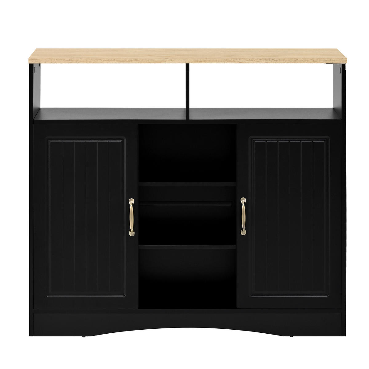 KÜCHENINSEL 110/34-68/97,5 cm schwarz mit klappbarer Arbeitsplatte - Schwarz, Holzwerkstoff (110/97.5/68cm) - OKWISH