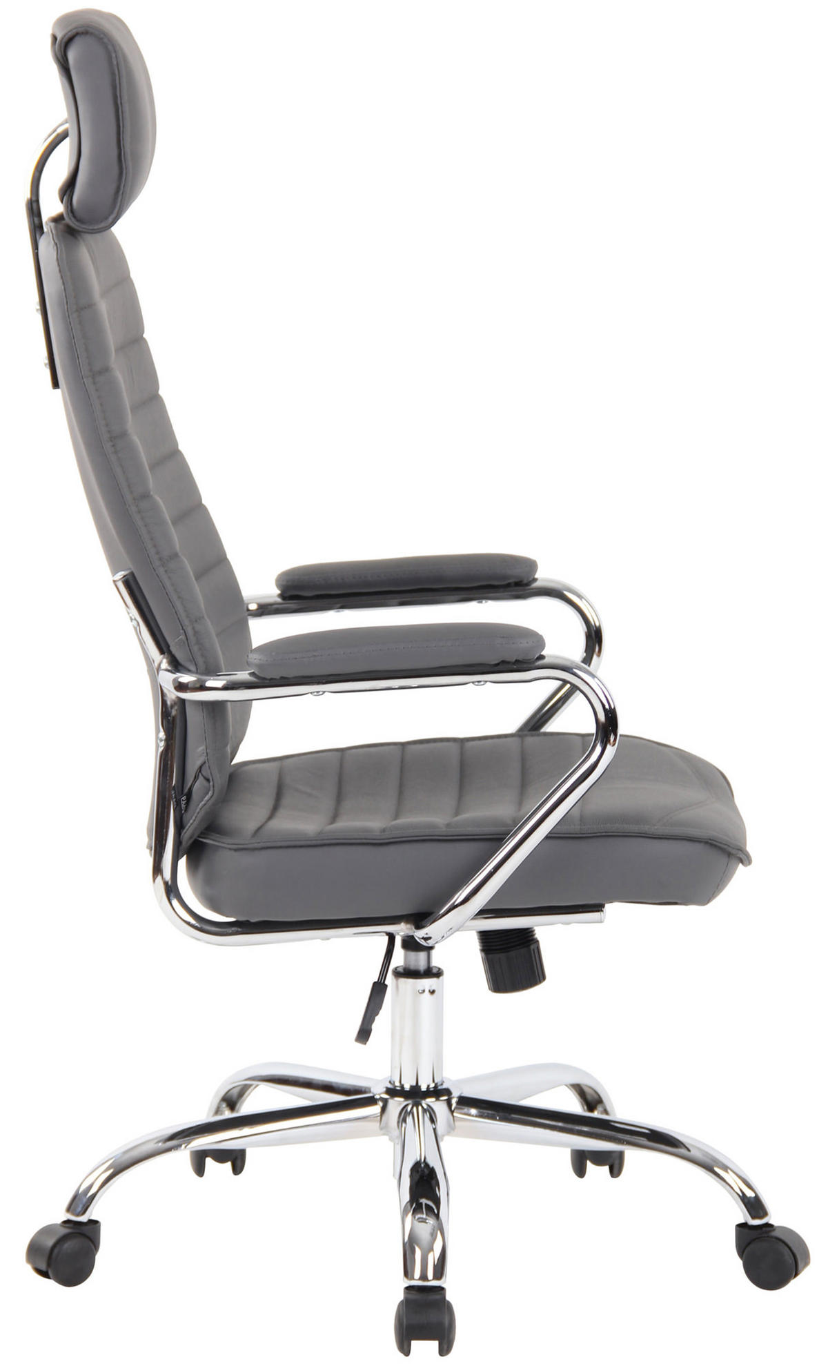 BÜROSTUHL Rocket Echtleder grau - Chromfarben/Grau, Leder/Metall (59/128/57cm) - TPFLiving