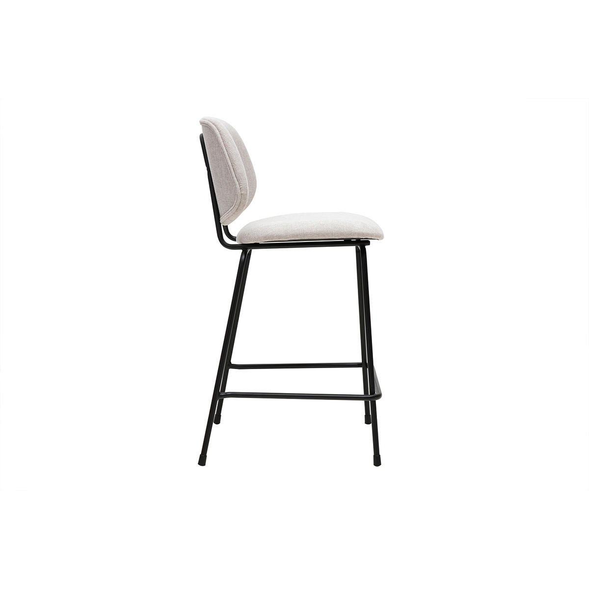 BARHOCKER aus Stoff in Samtoptik beige und Metall H66.5 cm BARNET (2er-Set) - Beige, Textil (52/94.5/46cm) - Miliboo