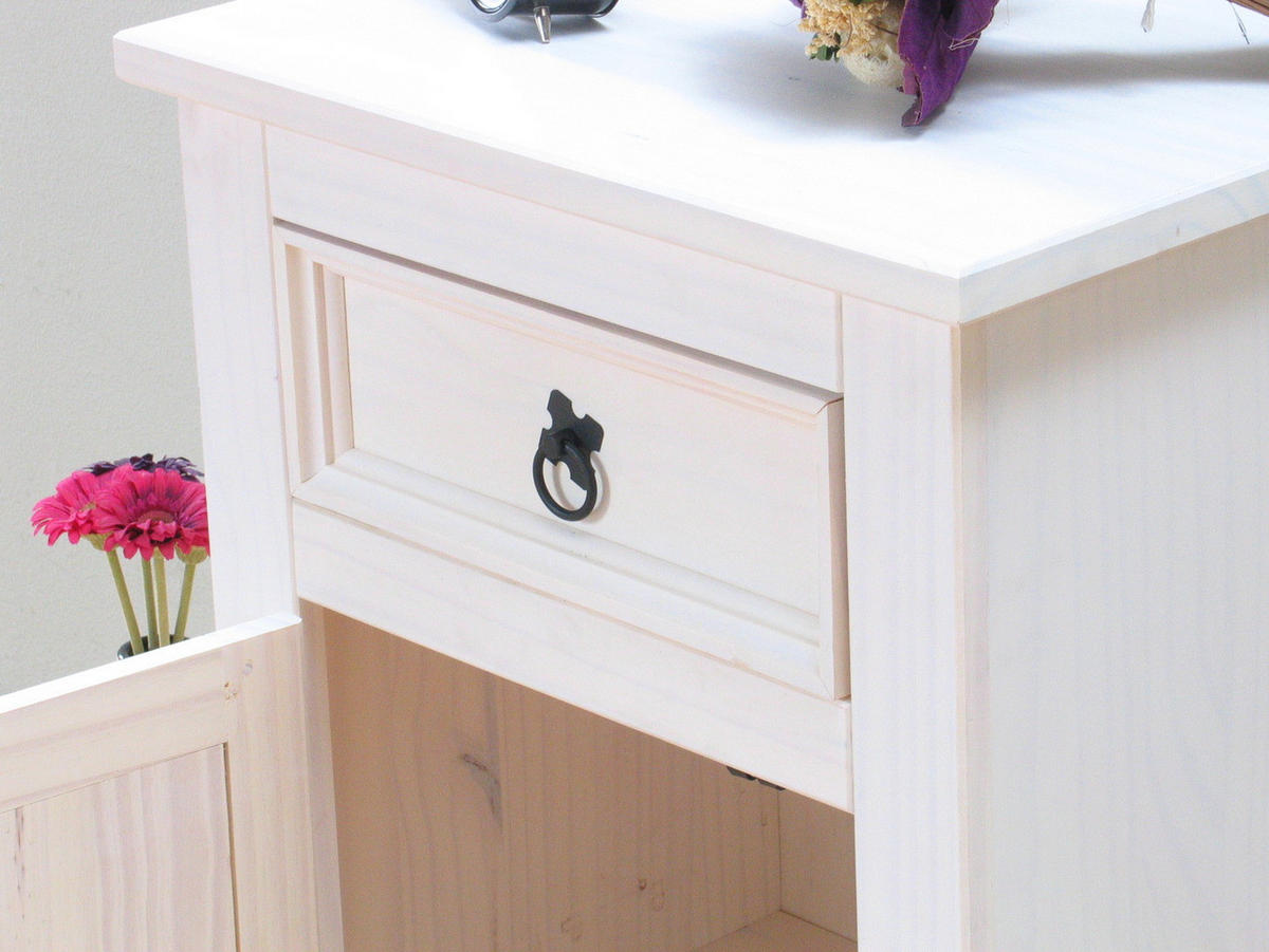 NACHTSCHRANK weiß - Weiß, Holz/Textil (53/66/38cm) - ebuy24