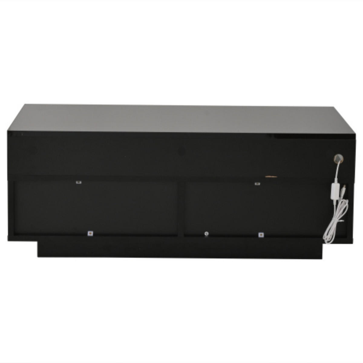 COUCHTISCH 90/45/35,5 cm Schwarz aus Holzwerkstoff mit abnehmbarem Tablett und LED-Licht - Schwarz, Holzwerkstoff (90/45/35.5cm) - OKWISH