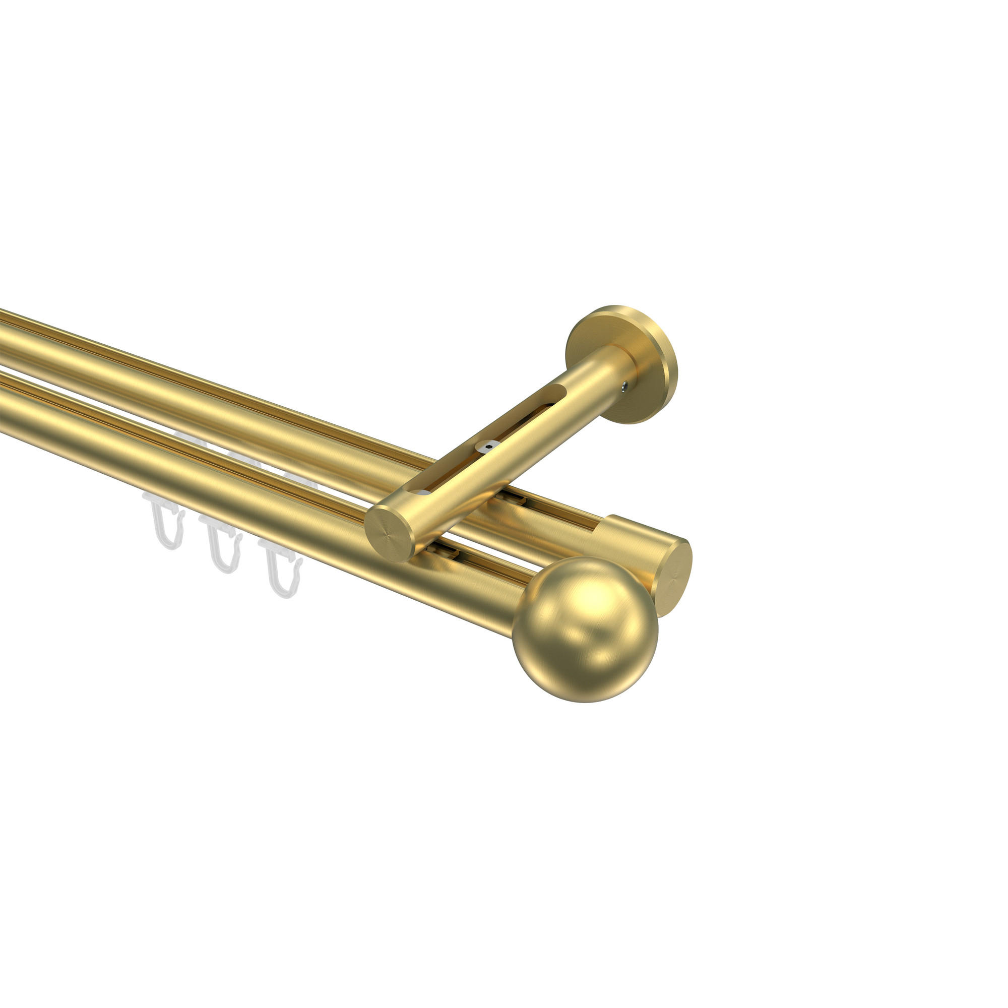 GARDINENSTANGE INNENLAUF Siteno Luino 320 cm (geteilt in 2 x 160 cm), 2-läufig, 20 mm Ø Messing-Optik - Messingfarben, Metall (320cm) - INTERDECO