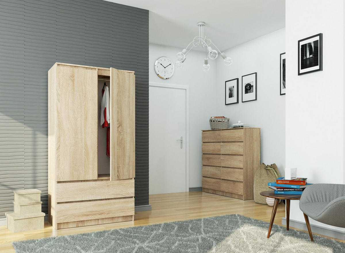 KLEIDERSCHRANK Eiche Sonoma 180/90/51 - Sonoma Eiche, Holzwerkstoff (90/180/51cm) - RAUMHIRSCH FURNITURE