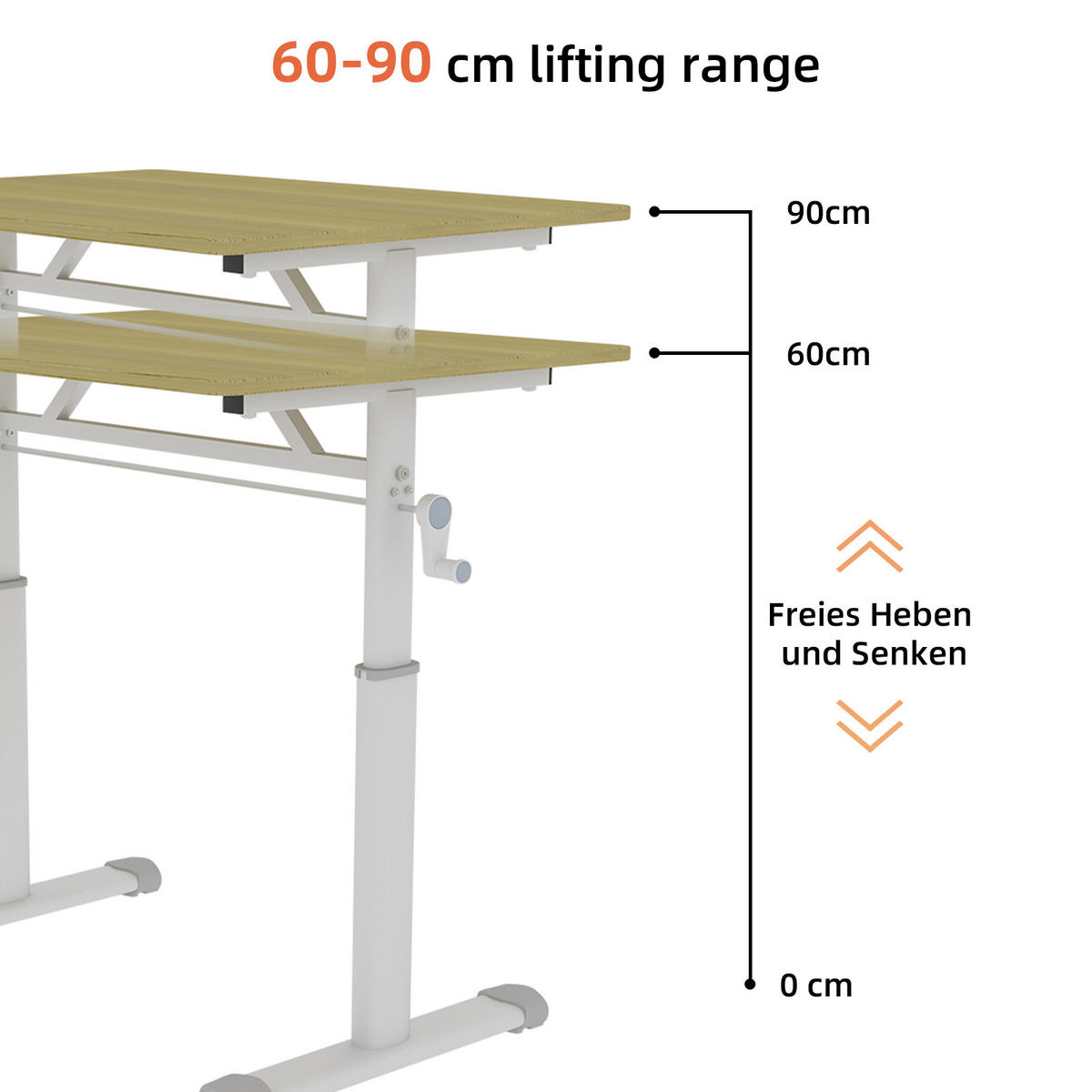 SCHREIBTISCH Holzfarben 120/60/90 cm Höhenverstellbar mit Metallrahmen - Naturfarben, Metall (60/120/90cm) - PANGIVO