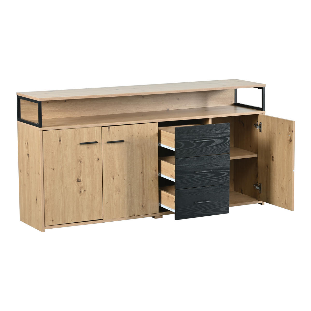 SIDEBOARD Holzeffekt 150/35/75,9 cm - Braun, Holzwerkstoff/Metall (35/75.9/150cm) - Urban Meuble