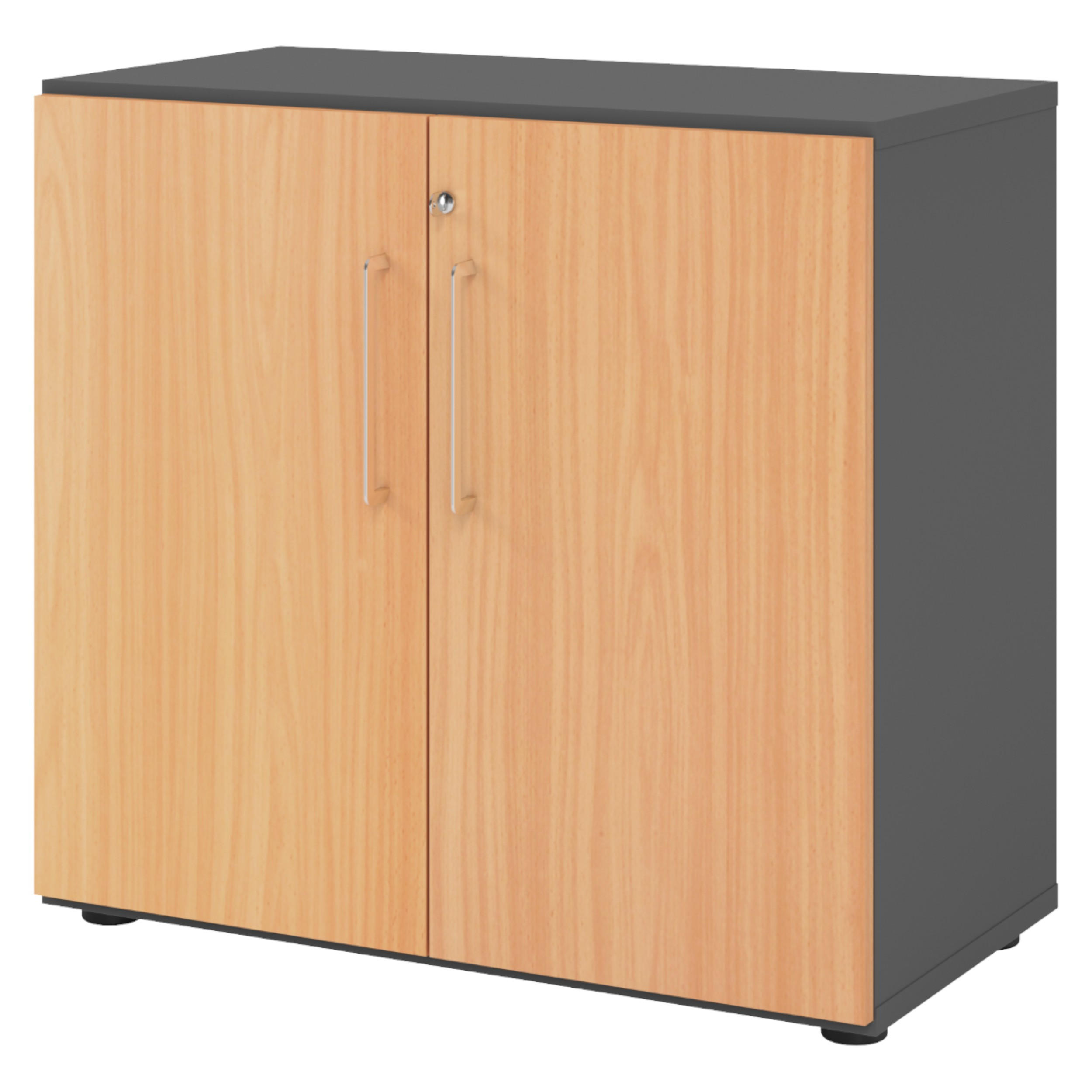 AKTENSCHRANK - 2 Ordnerhöhen 42/80/74,8 cm in Graphitfarben/Buchefarben - Buchefarben/Graphitfarben, Holzwerkstoff (80/74.8/42cm) - bümö