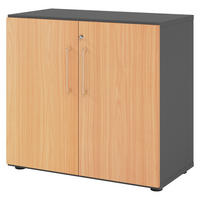 AKTENSCHRANK - 2 Ordnerhöhen 42/80/74,8 cm in Graphitfarben/Buchefarben - Buchefarben/Graphitfarben, Holzwerkstoff (80/74.8/42cm) - bümö