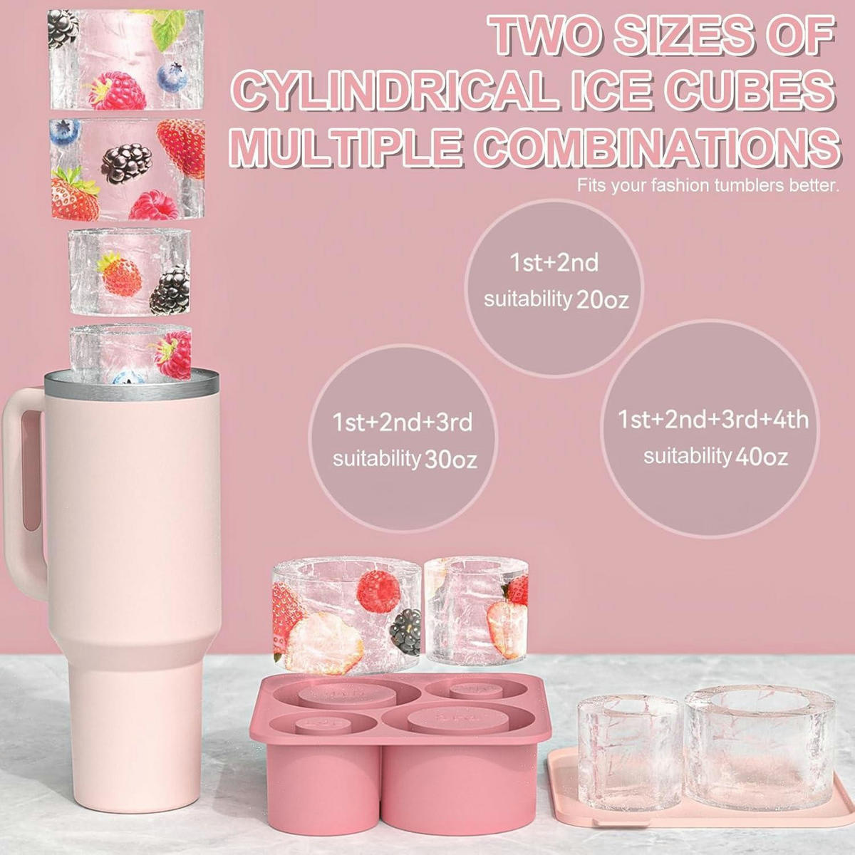 EISWÜRFELFORM Silikon für Stanley Cup 30-40 Oz - Rosa, Kunststoff (15.2/5.2/15.2cm)