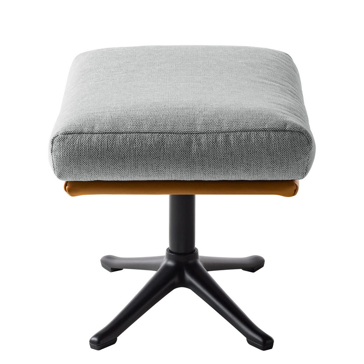 HOCKER mit Kreuzfuß - Cognac/Hellgrau, Textil/Metall (54/41/41cm) - home24