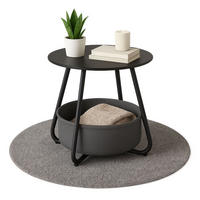 COUCHTISCH KOSI Metall mit Aufbewahrungskorb Canvas Schwarz - Schwarz, Metall (50/50/45cm) - Coemo