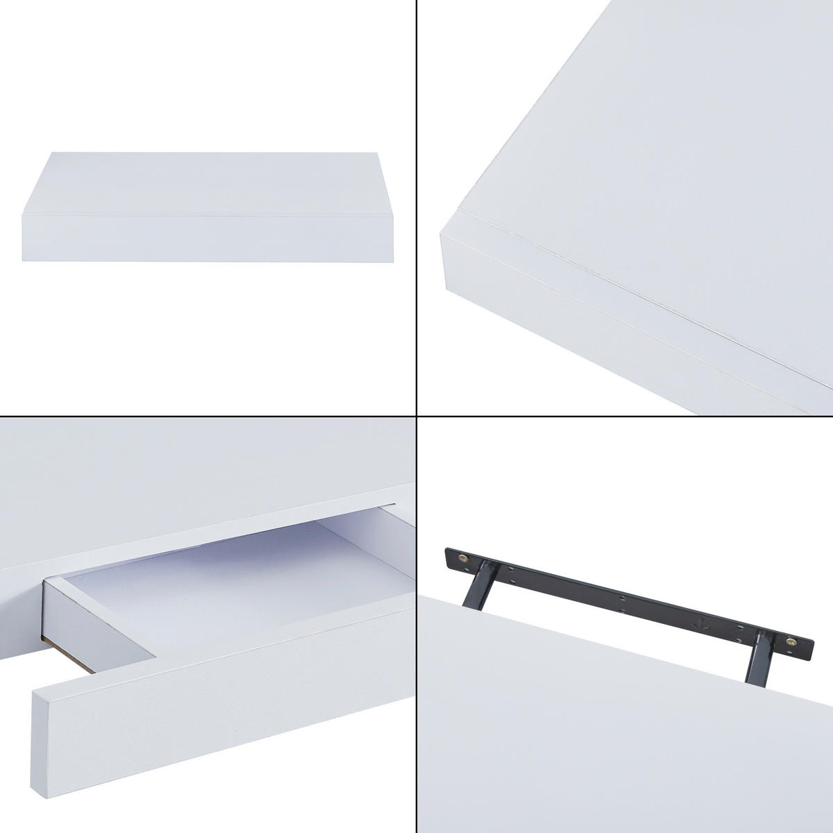 NÁSTĚNNÁ POLICE Hyvinkää - bílá, kompozitní dřevo (39.5/5/25cm) - [en.casa]