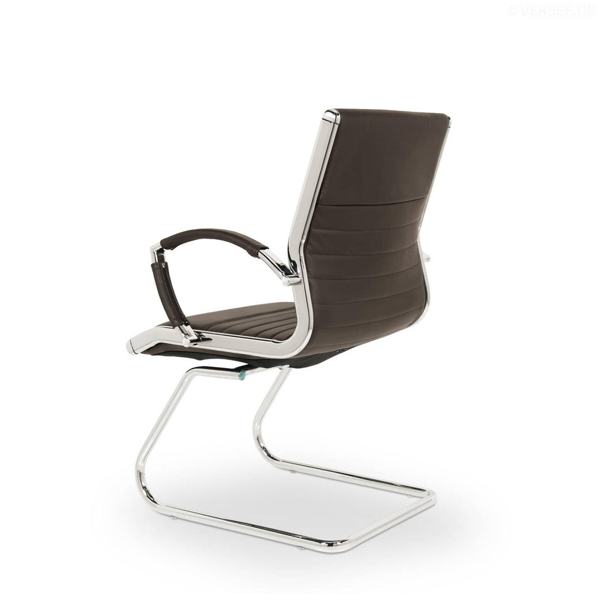 BESUCHERSTUHL Montreal Echtleder Braun – ergonomisch, 150 kg belastbar - Braun, Leder/Metall (60/95/60cm) - Versee