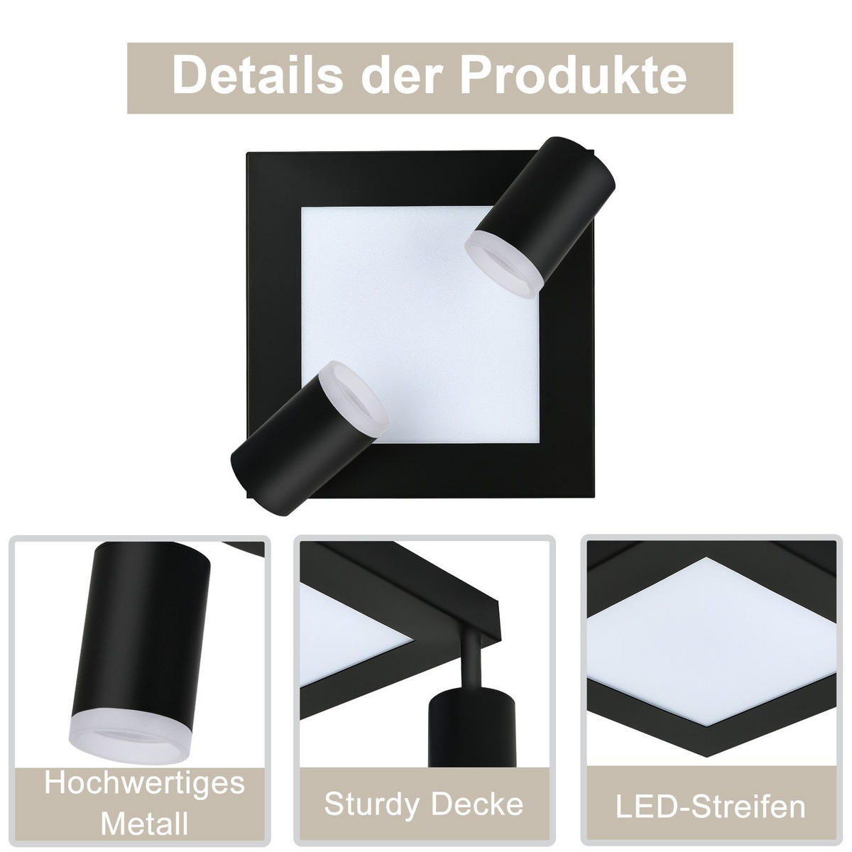 STRAHLER Blaubeuren 2-flammig 10/8/16.9 cm - Schwarz, Metall (10/8/16.9cm) - Nettlife