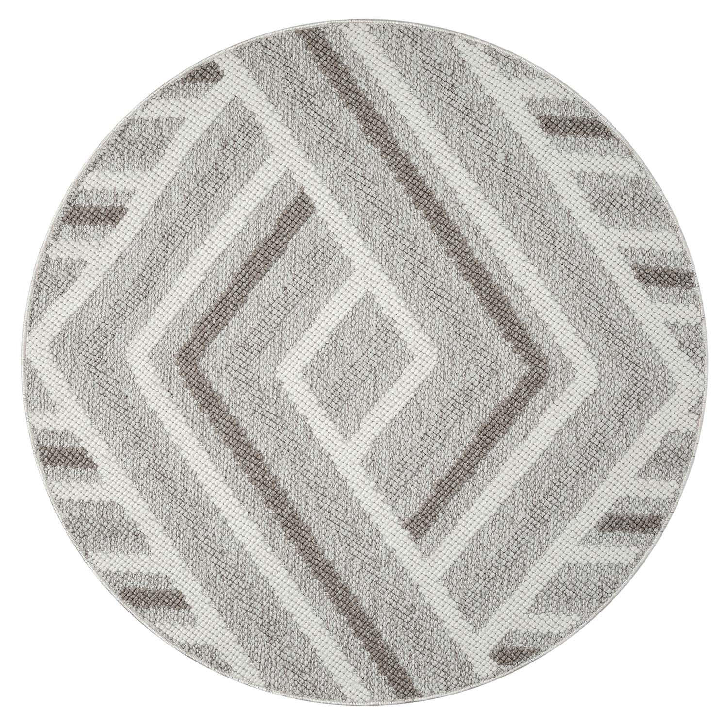 KURZFLOR-TEPPICH Lindo 7590 Beige 200x200 cm Rund - Beige/Grau, Textil (200/200cm) - carpet city