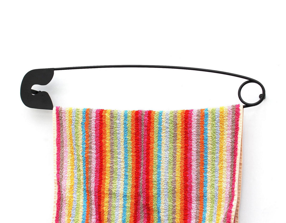 HANDTUCHHALTER Sicherheitsnadel Metall Schwarz 62 cm - Schwarz, Metall (62/12/5.5cm) - DanDiBo