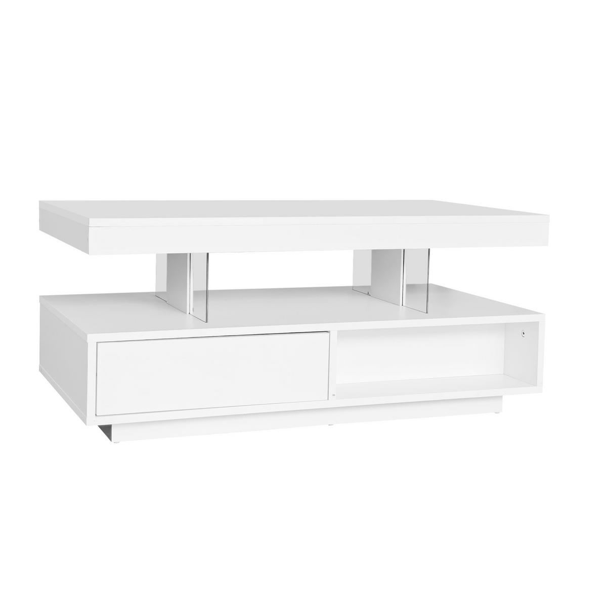 COUCHTISCH mit LED 95 x 50 x 42,5 cm Hochglanz Weiß - Weiß, Holzwerkstoff (95/50/42.5cm) - Meubliv