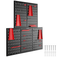 WERKZEUGLOCHWAND Jonah,Belastbarkeit 4 kg pro Platte,schwarz/rot - Rot/Schwarz, Metall (200/60/2cm) - tectake