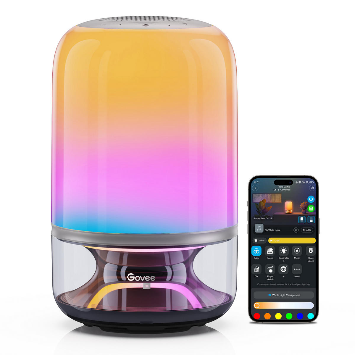 TISCHLEUCHTE Table Lamp 2 Pro, RGBICWW, 600 lm - Multicolor, Kunststoff (18.9/18.9/34cm) - Govee
