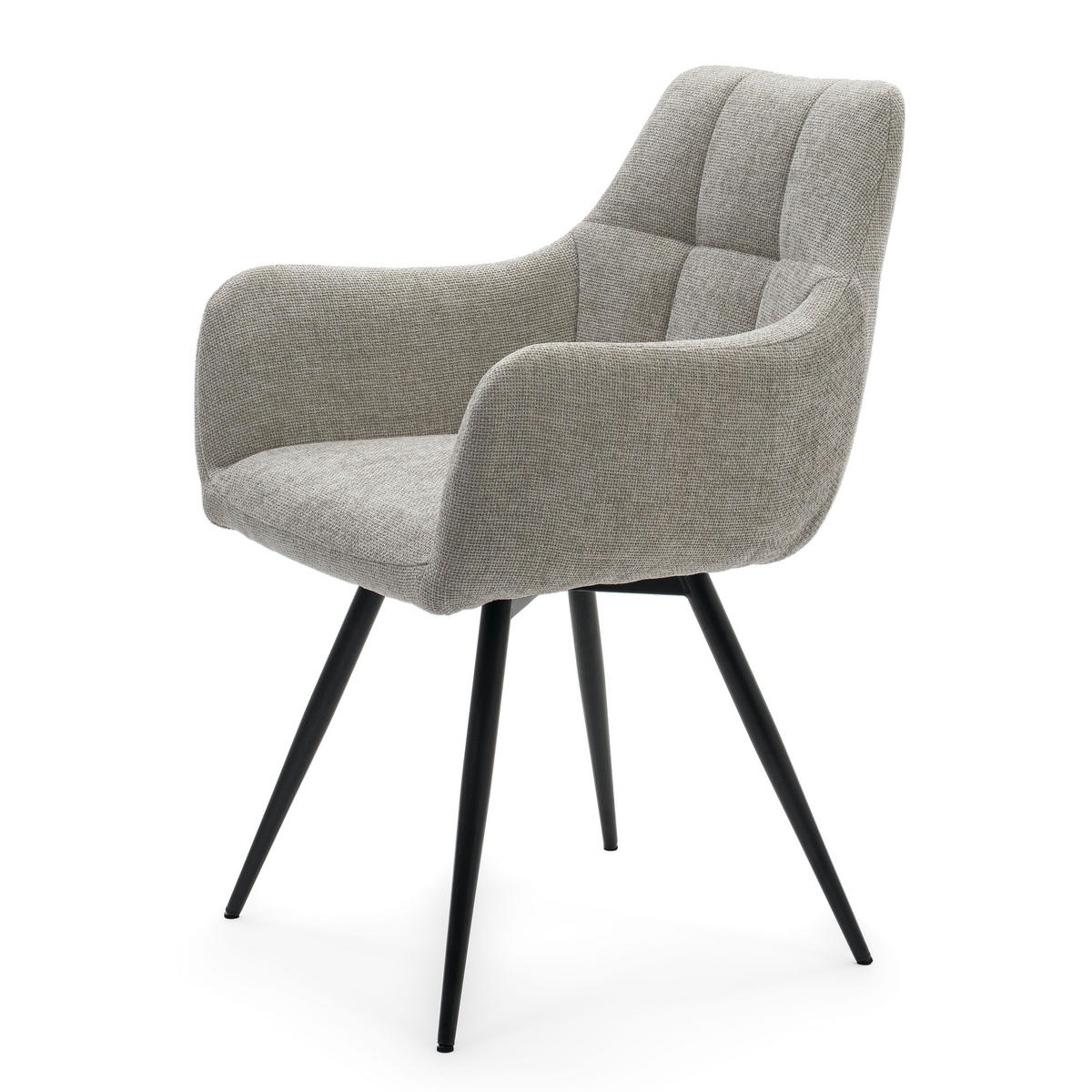 STUHL LUGANO drehbar gepolsterter mit Steppung - hellgrau - Chenille - Hellgrau/Schwarz, Textil/Metall (58/84/59cm) - NEW HOME