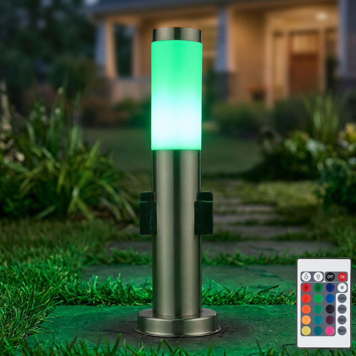LED WEGELEUCHTE Edelstahl Silber - Silberfarben, Metall (7.6/7.6/45cm)