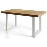 ESSZIMMERTISCH LOFT-U 160X90X77 cm, Farbe: CRAFT, mit Metallbeinen in Farbe Weiß - Weiß/Braun, Holzwerkstoff (160/90/77cm) - Alpi-Möbel