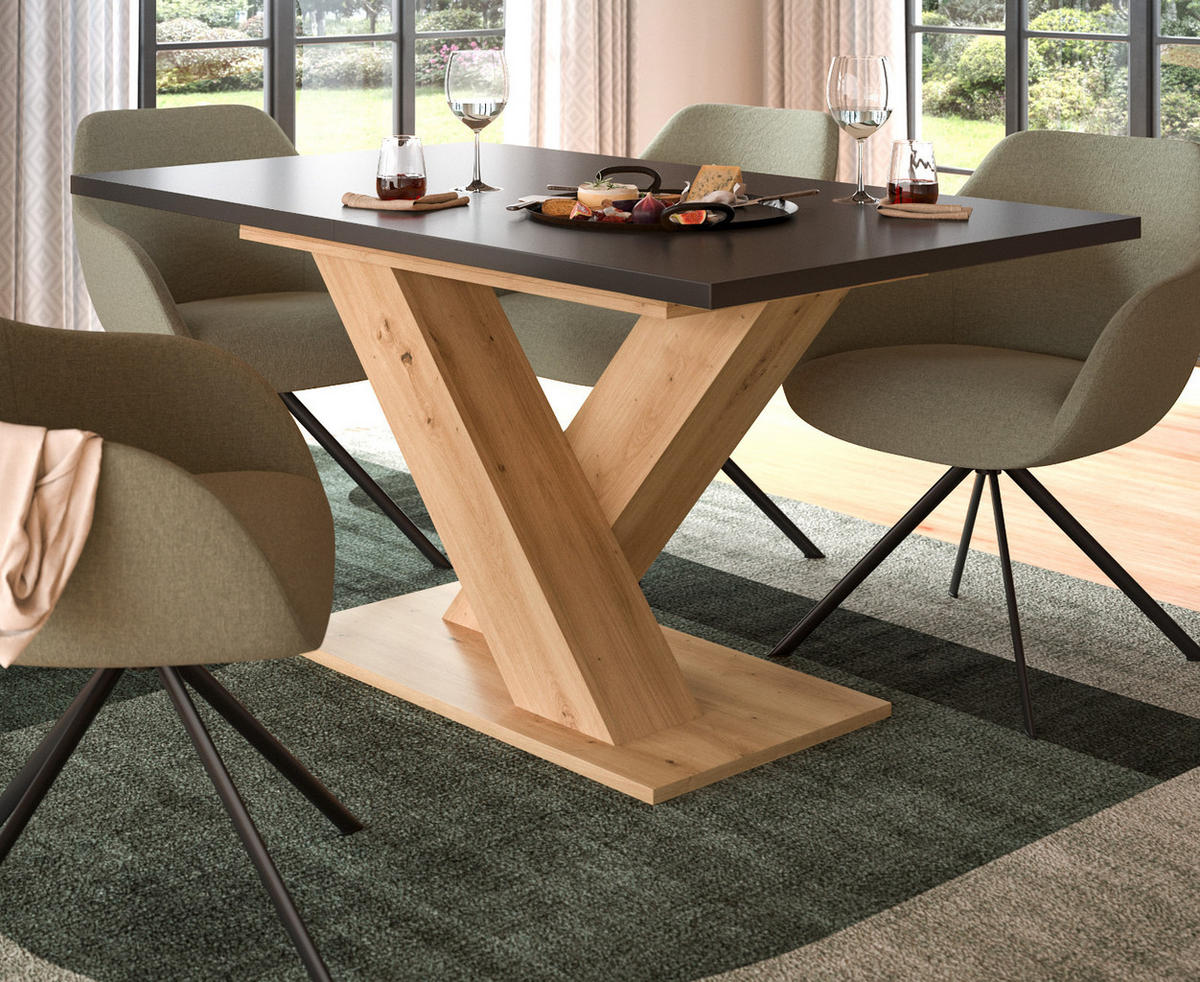 ESSTISCH grau, Eiche Artisan, Küchentisch ausziehbar 150 - 190 cm - Eiche Artisan/Grau, Holzwerkstoff/Metall (150/90/76cm) - Inn.Furn