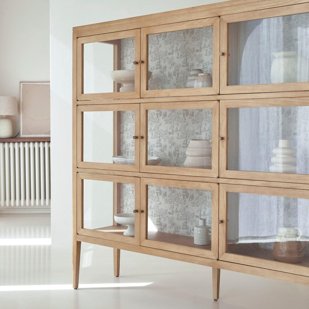 VITRINENSCHRANK Tana Natur aus Eiche - Naturfarben, Holz (160/160/40cm) - Tikamoon