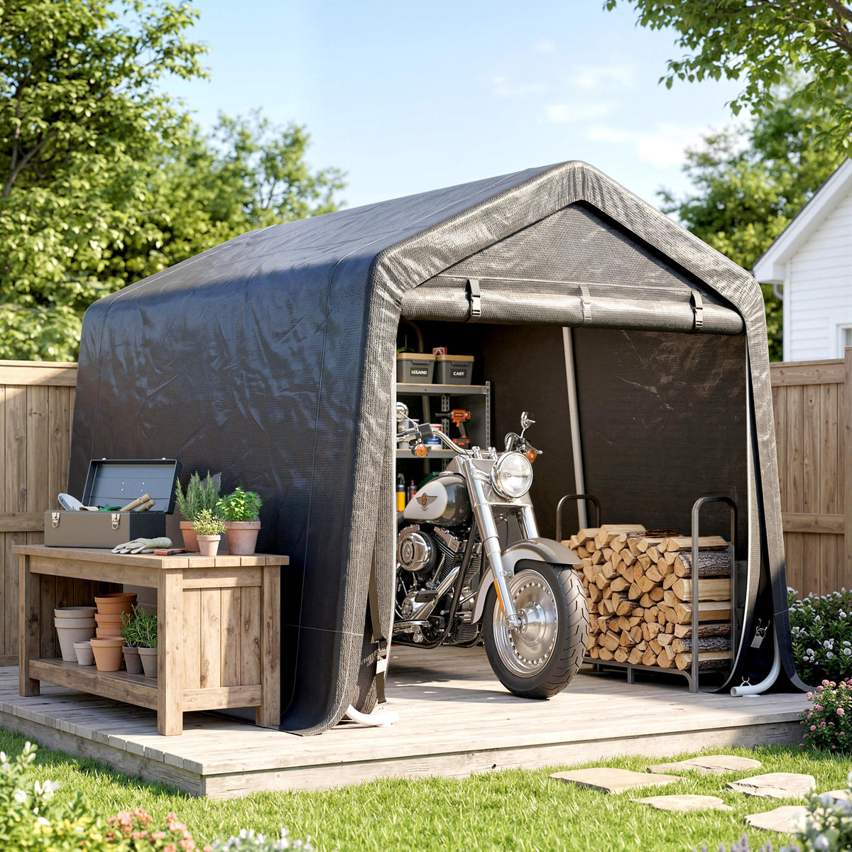 CARPORT Dunkelgrau 1 Stück - Dunkelgrau, Kunststoff/Metall (240/240/280cm) - GiPP