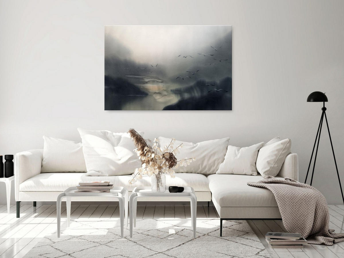 KUNSTDRUCK Grau 60/40 cm - Grau/Grün, Textil (60/40cm) - KUNSTLOFT